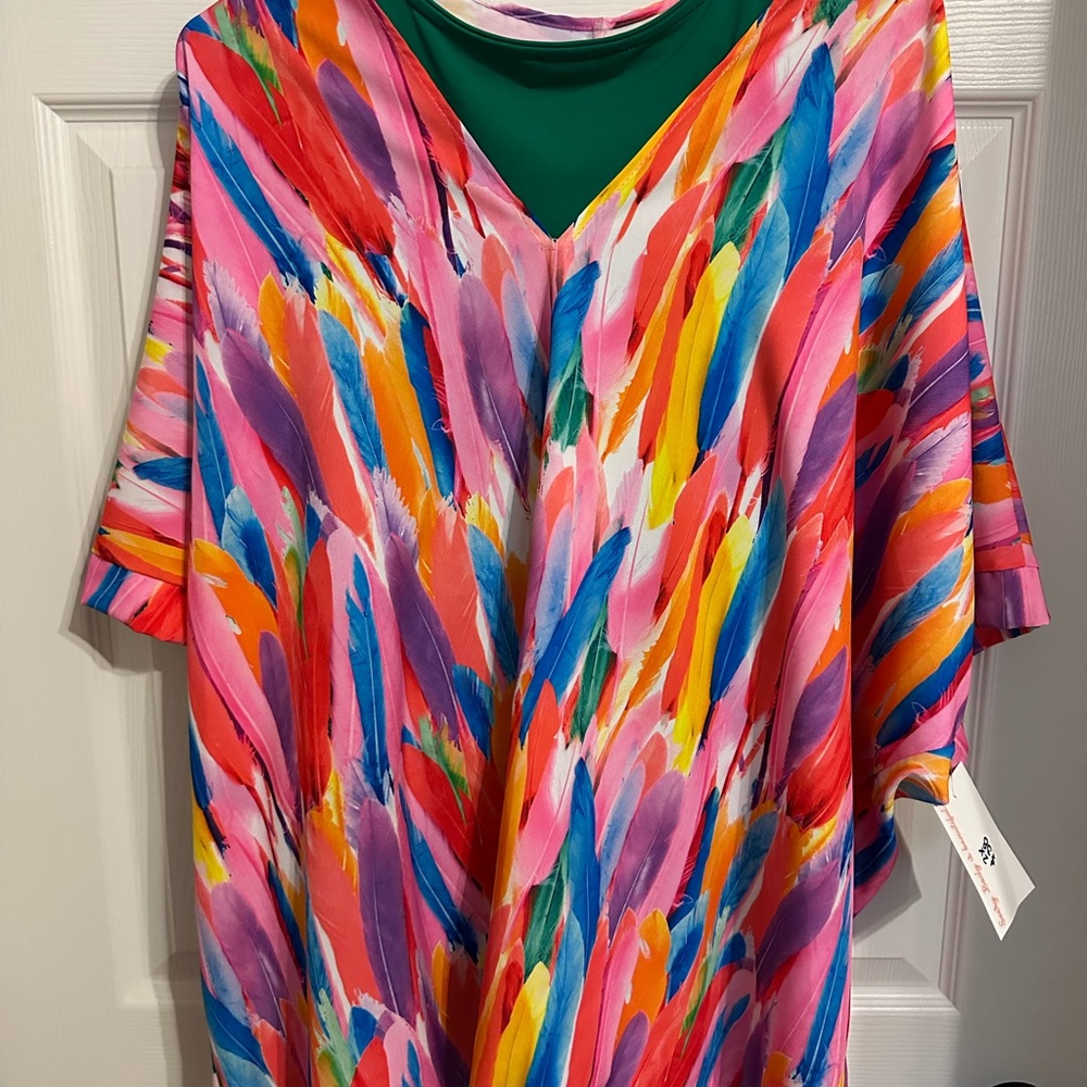 Vibrant Multicolor plus size blouse 2x
